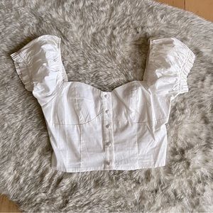 Forever 21 White Cap Sleeve Square Neck Crop Top